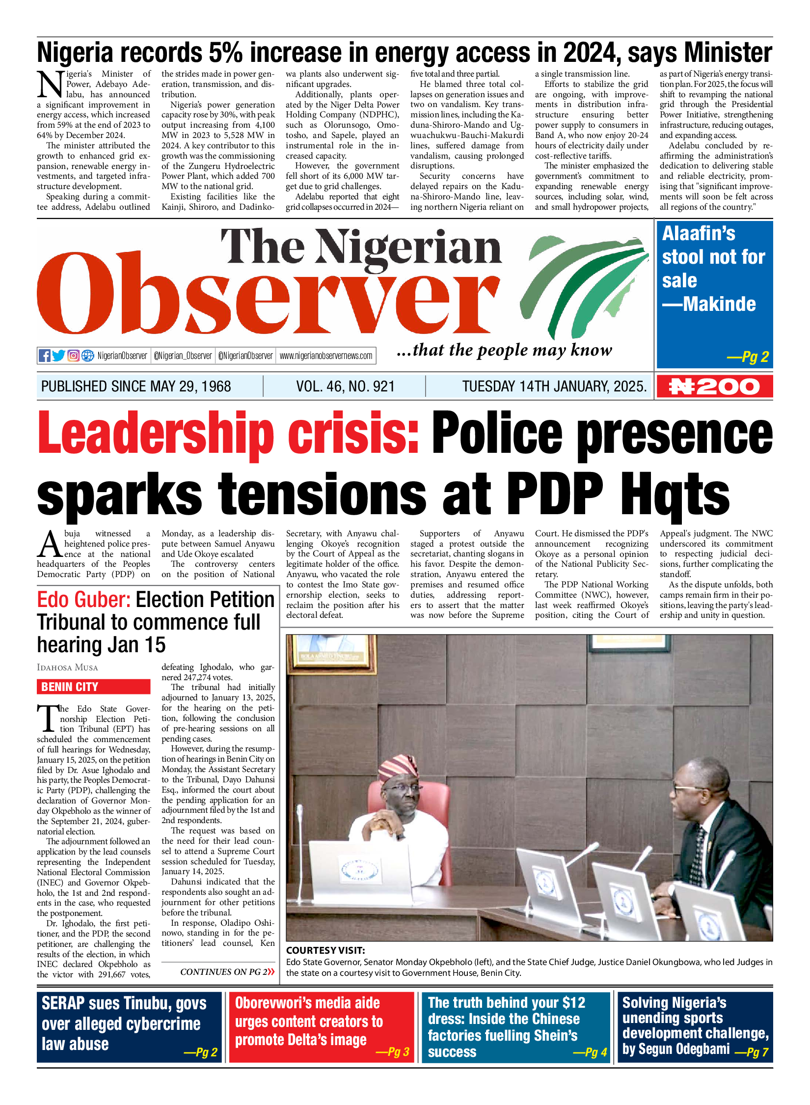 Tuesday January 14, 2025