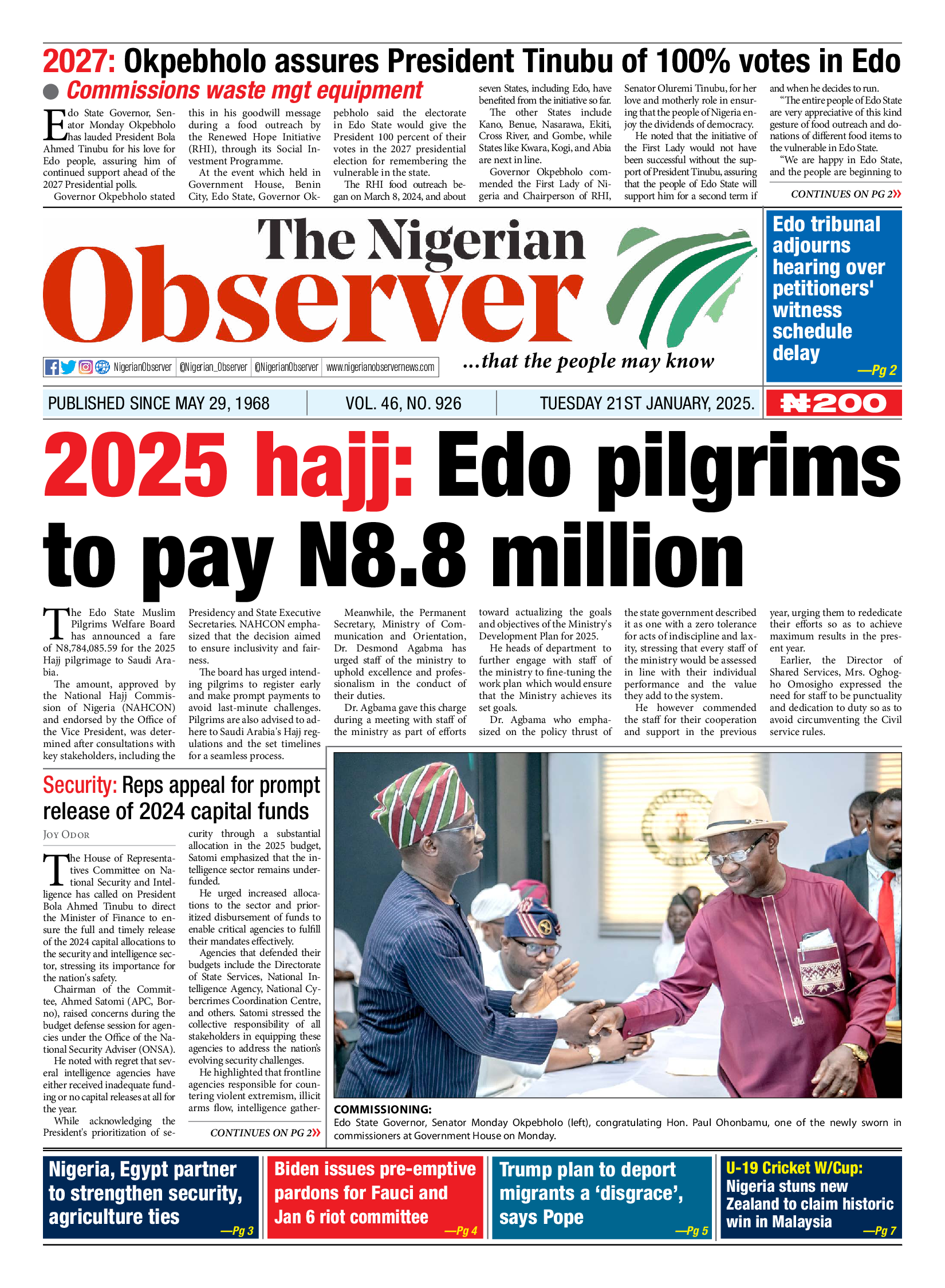 Tuesday January 21, 2025