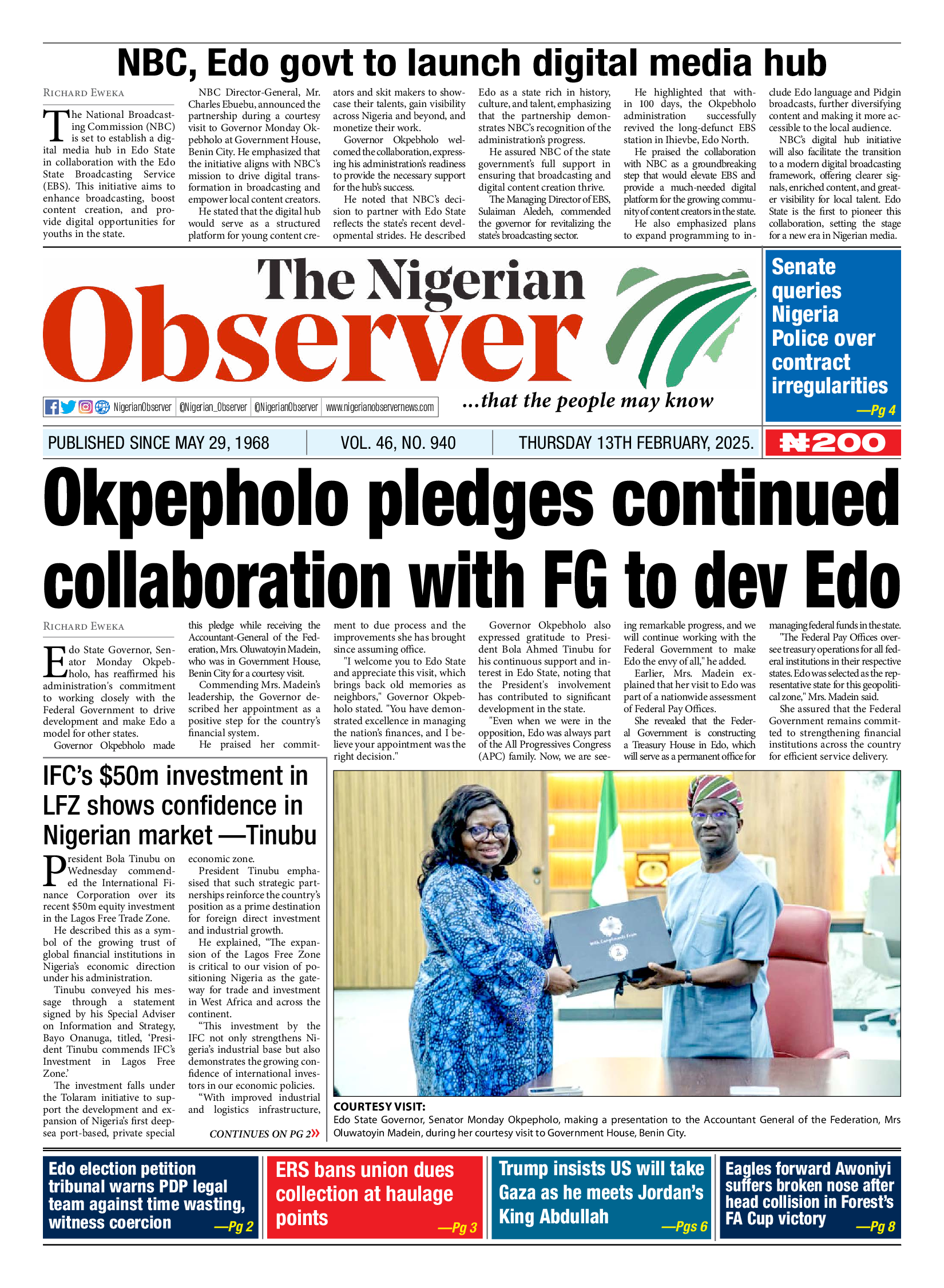 Thursday February 13, 2025