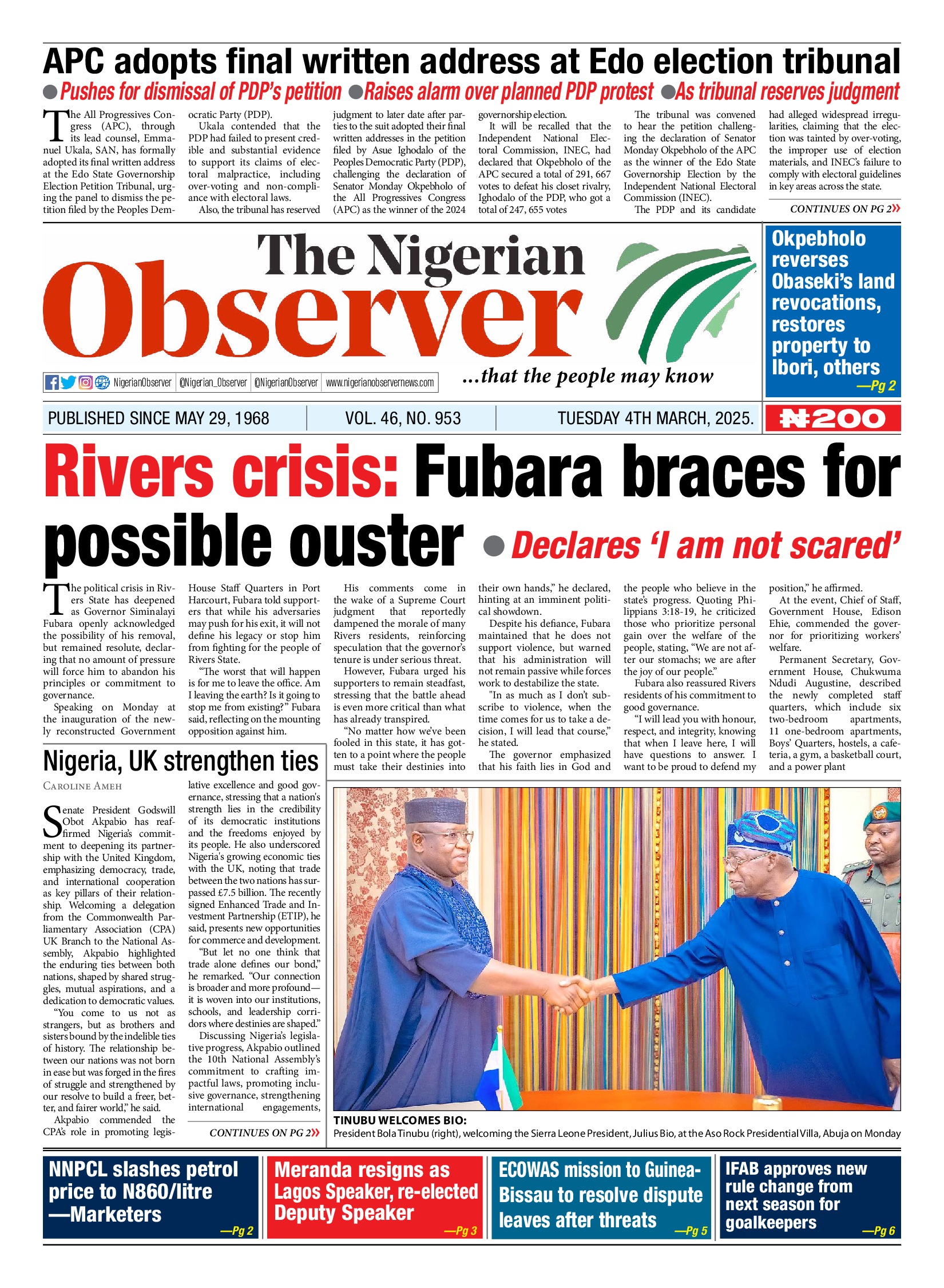 Tuesday March 4, 2025