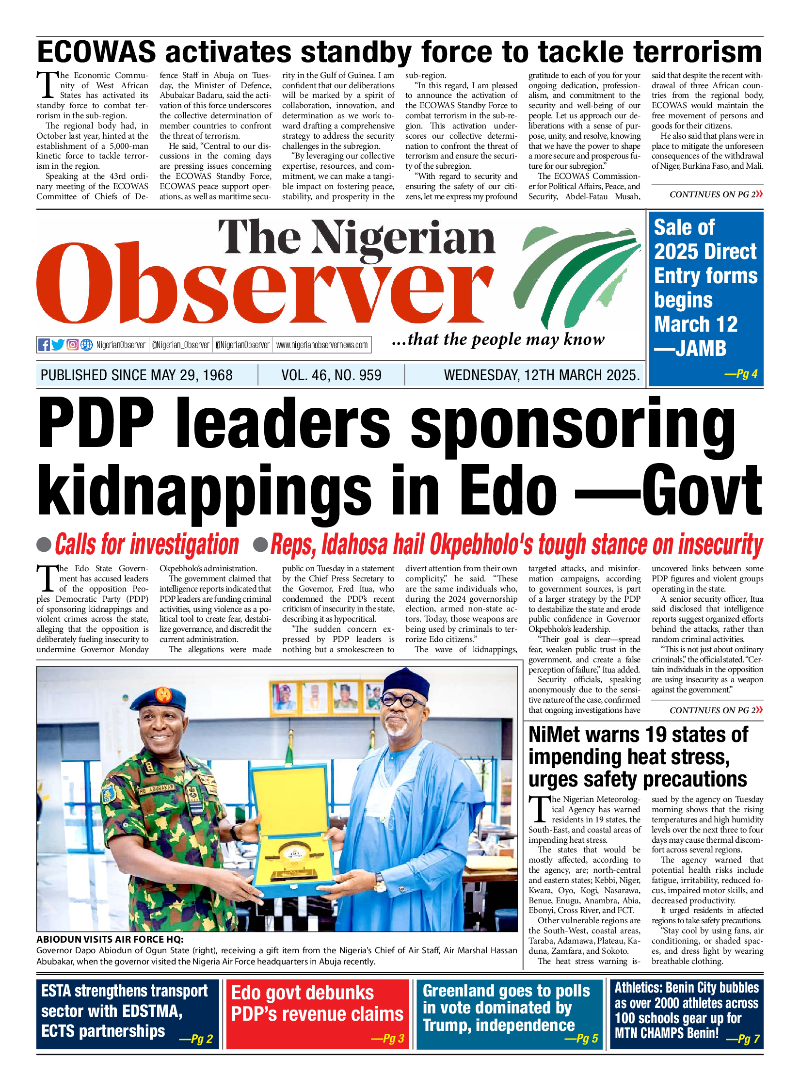 Wednesday March 12, 2025