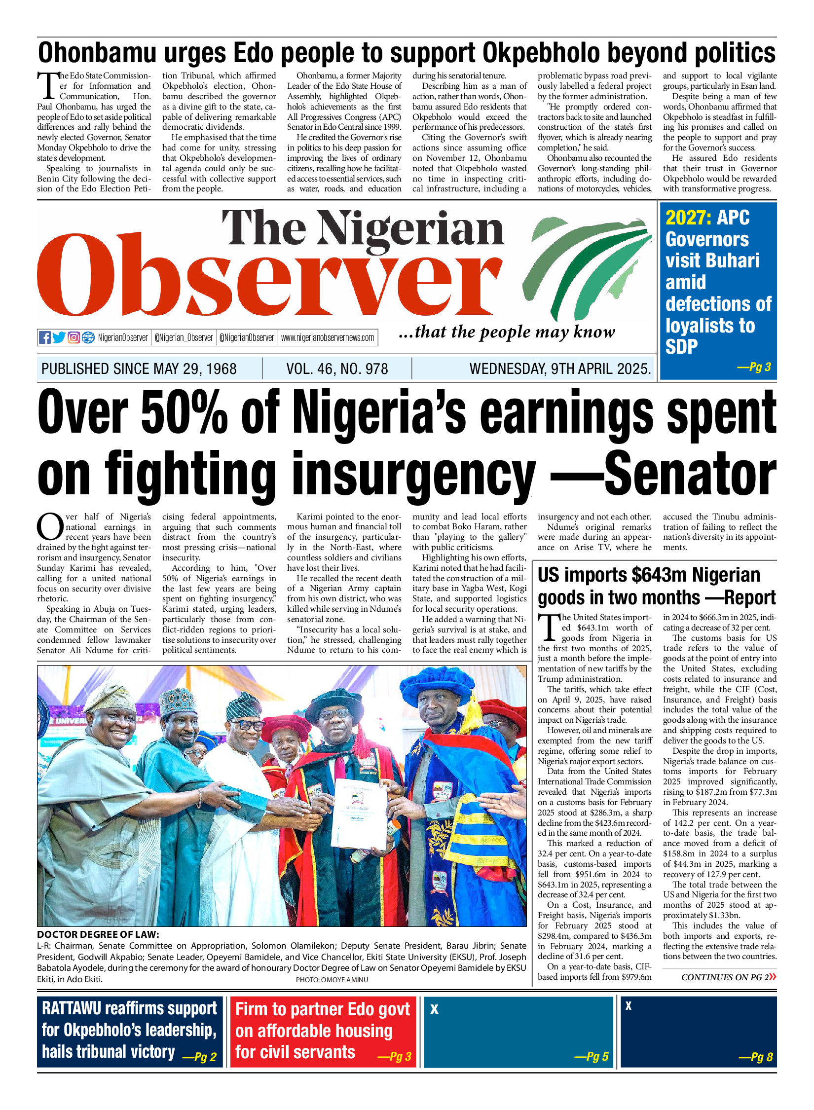 Wednesday April 9, 2025