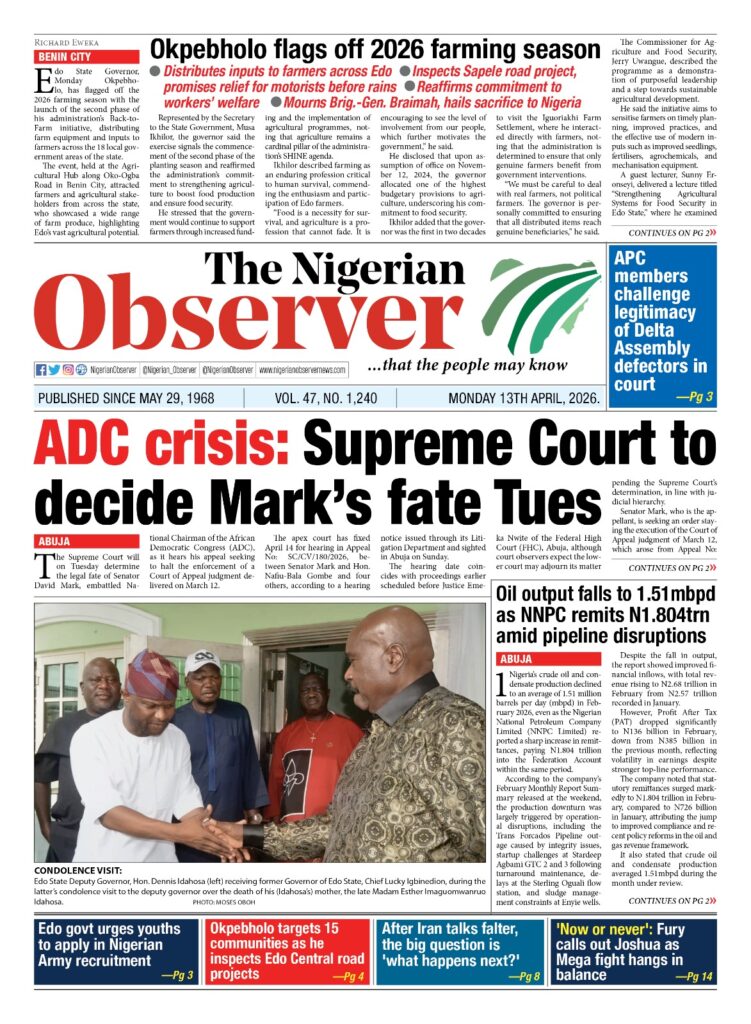 Monday 13th April, 2026