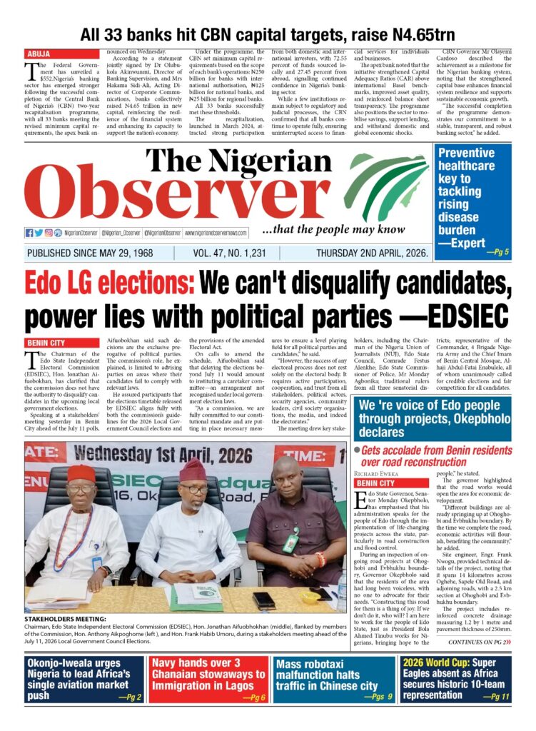 Thursday 2nd April, 2026