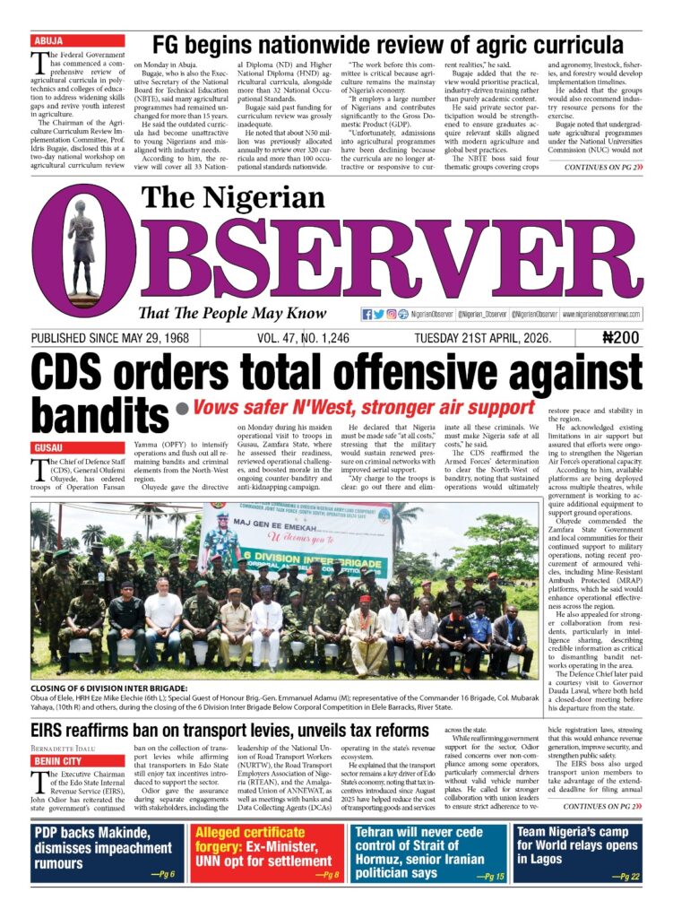 Tuesday 21st Aprril, 2026